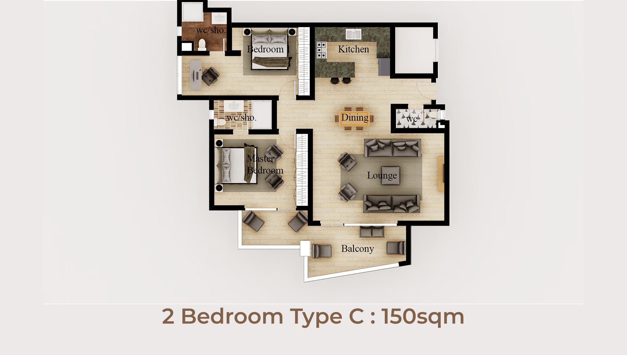 2 Bedroom type C 150sqm-min